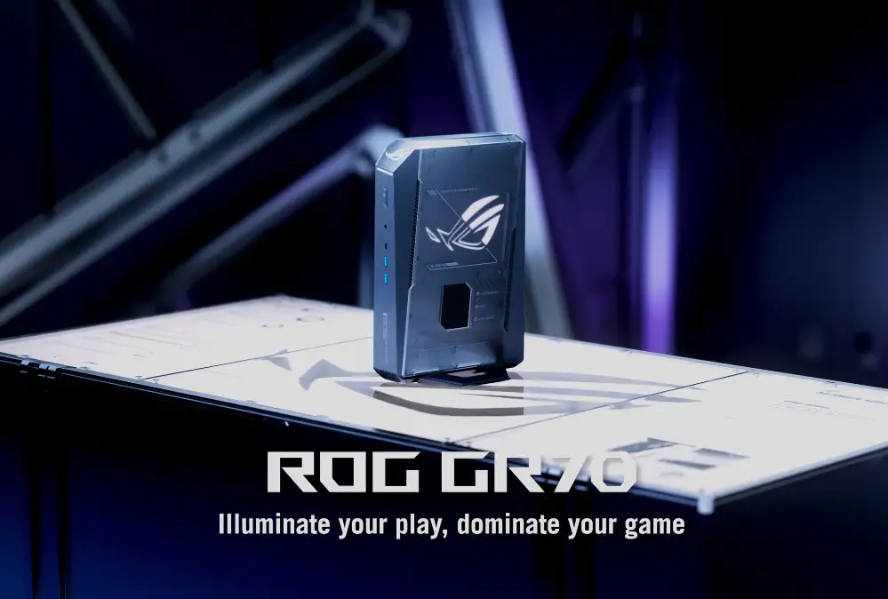 Asus präsentiert den kompakten Gaming-PC ROG GR70 mit Ryzen 9 9955HX3D und RTX 5070