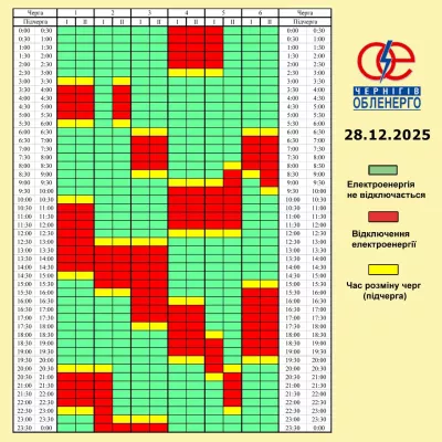 Графіки відключень світла у Києві та областях: що варто знати 28 грудня