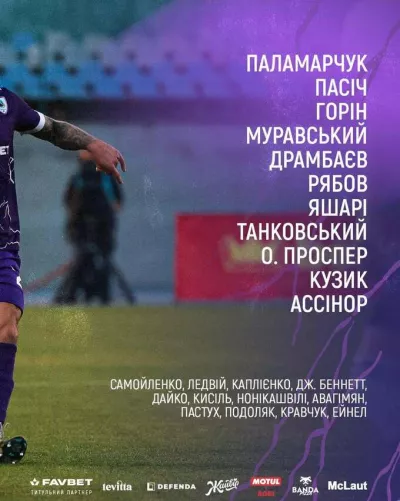 ЛНЗ та «Кудровка» оголосили стартові склади перед матчем Прем'єр-ліги