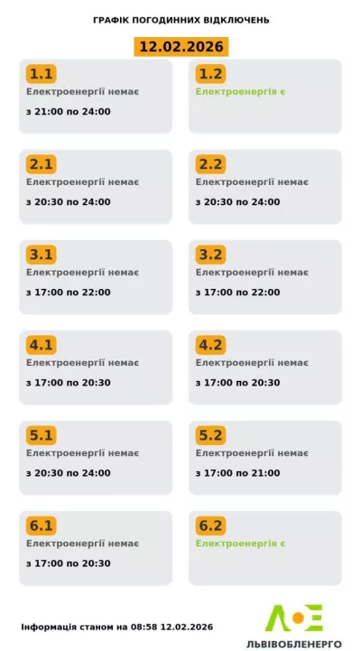 «Львівобленерго» оновило графіки відключень світла на Львівщині цього тижня