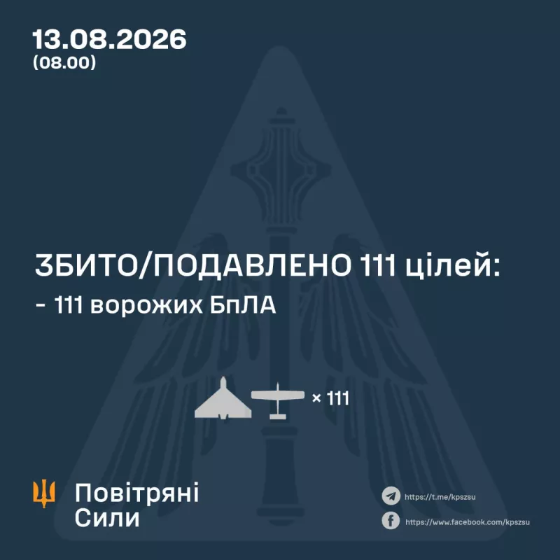 ППО збила або подавила 111 із 133 російських дронів за ніч