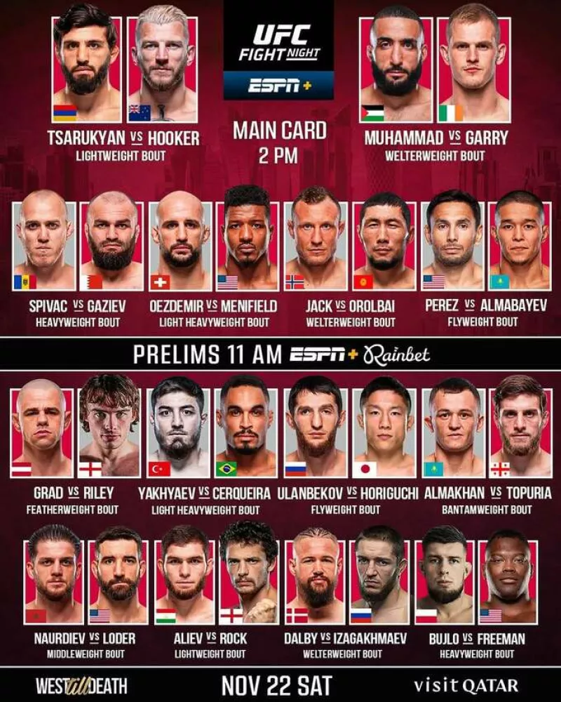 Арман Царукян змагатиметься з Даном Хукером на UFC Fight Night у Досі, Катар