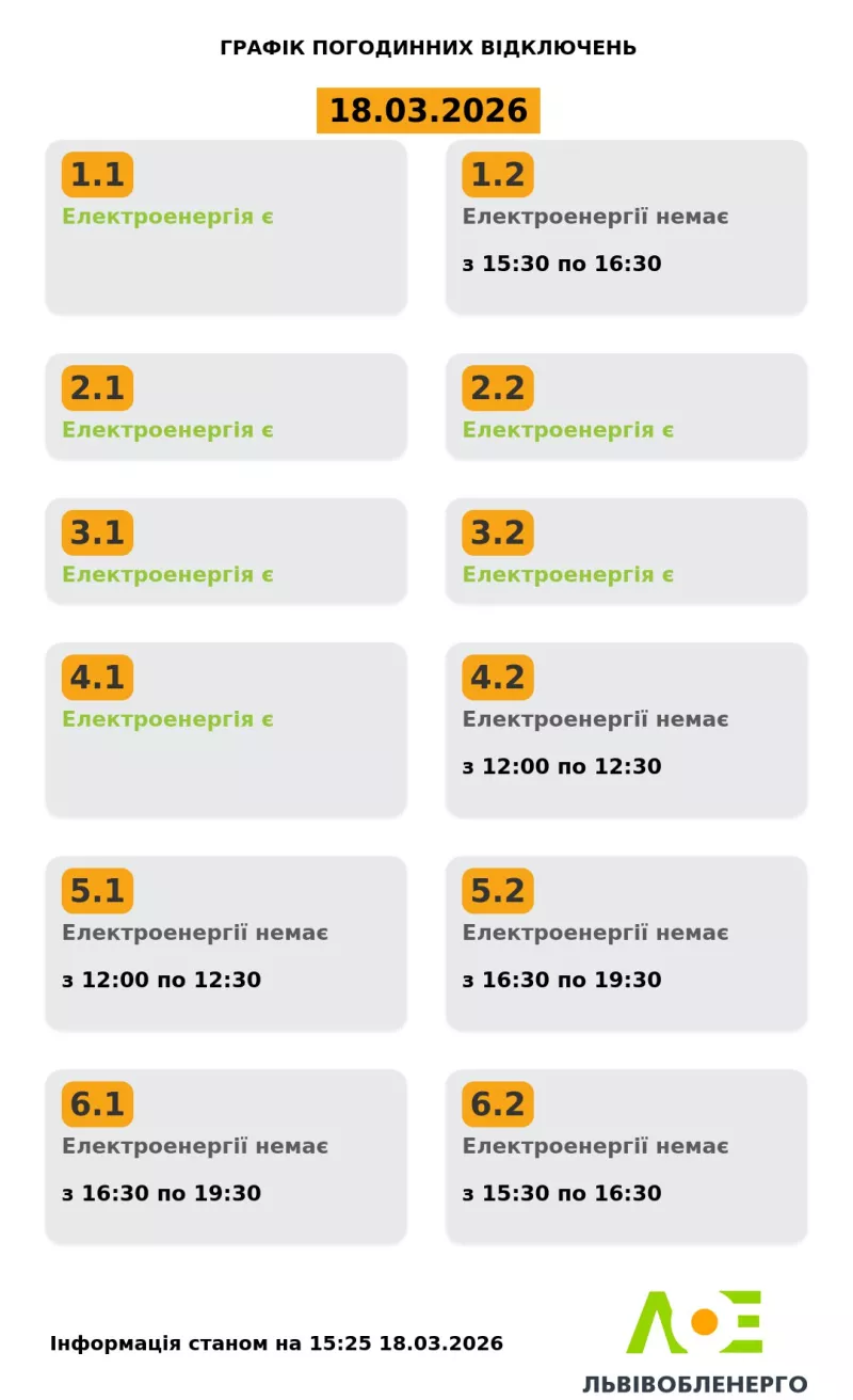 Львів'яни знову дізнаються про графік відключень світла на сьогодні та завтра